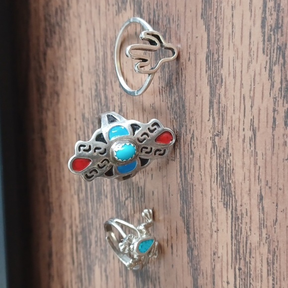 Southwest Boho Cactus Ring, southwest enamel & turquoise ring. Frog - Picture 1 of 5